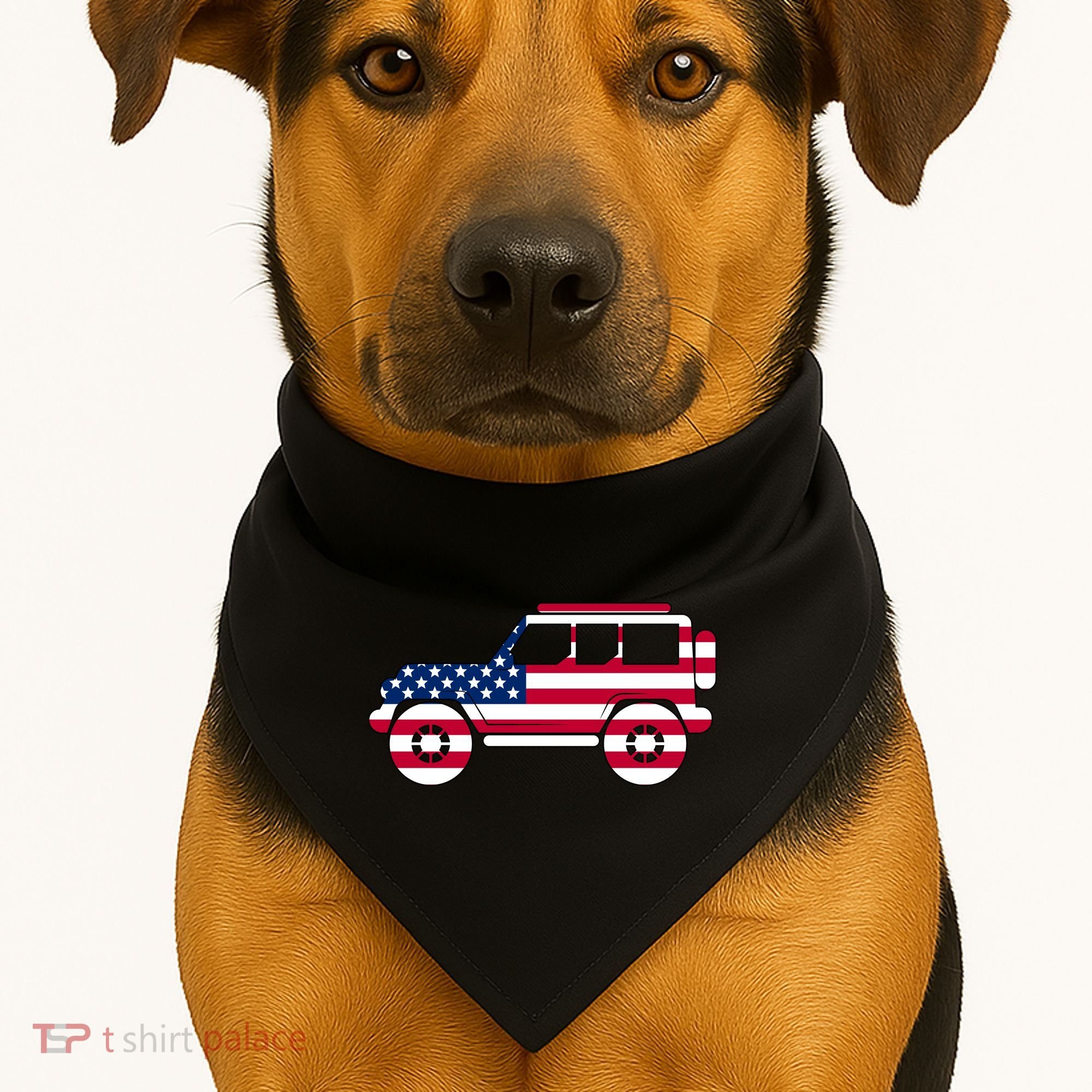 USA Truck American Flag USA-Made Doggie Bandana