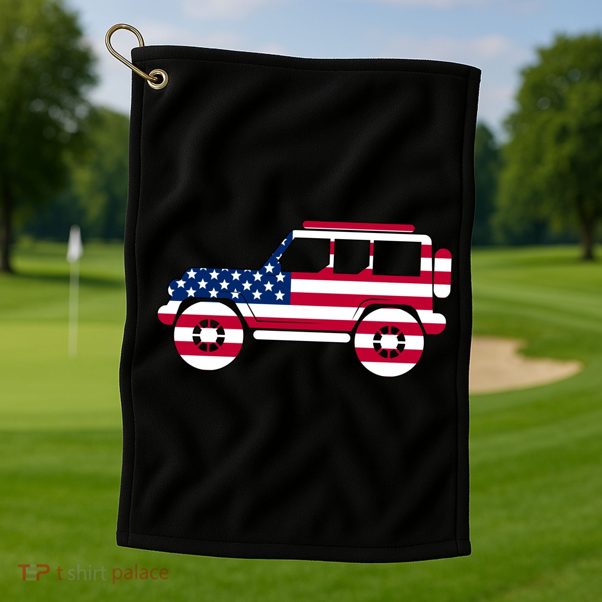 USA Truck American Flag Golf Towel