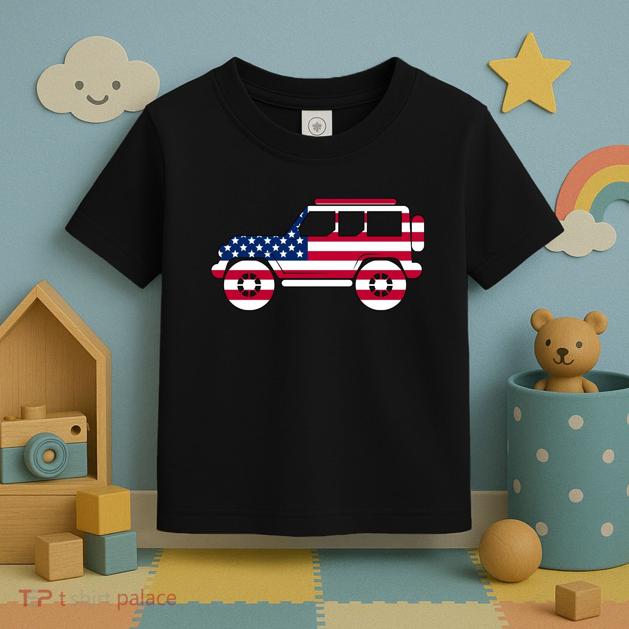 USA Truck American Flag Toddler T-Shirt
