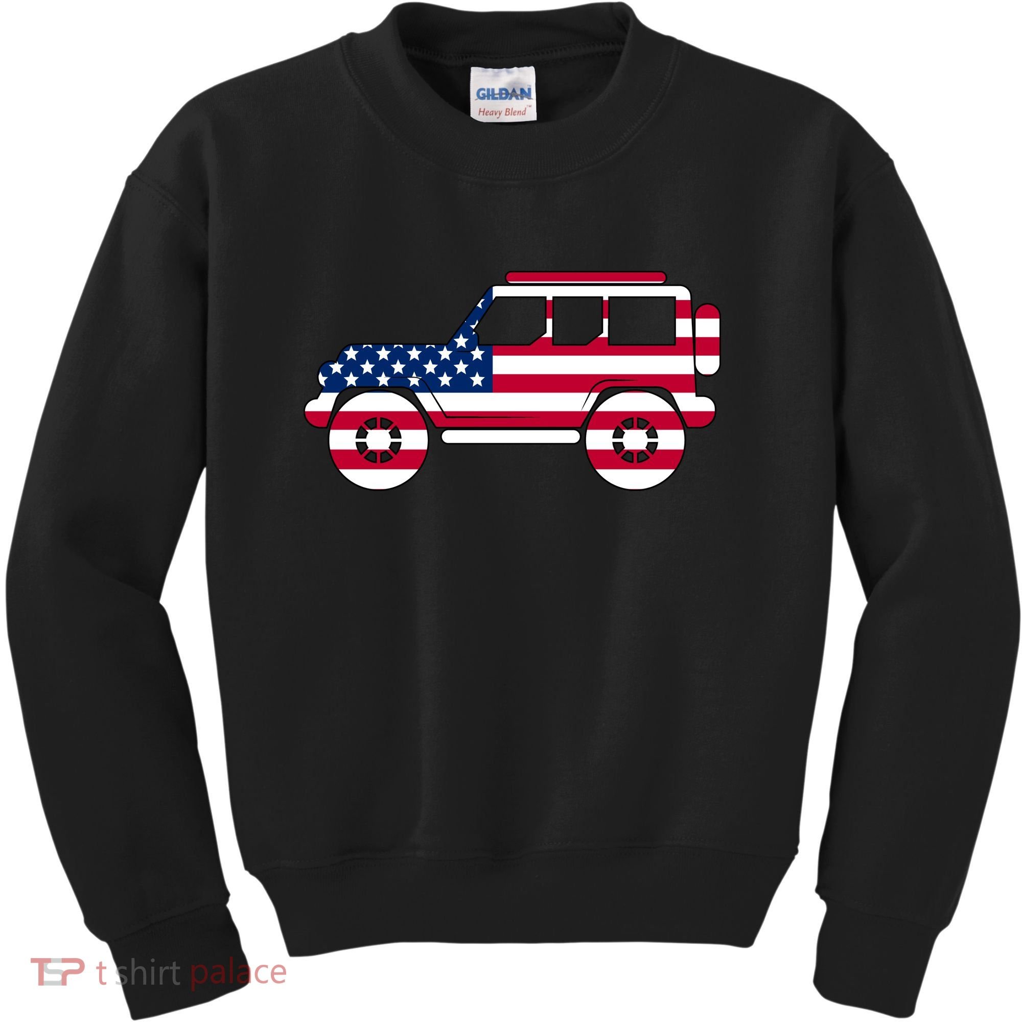 USA Truck American Flag Kids Sweatshirt