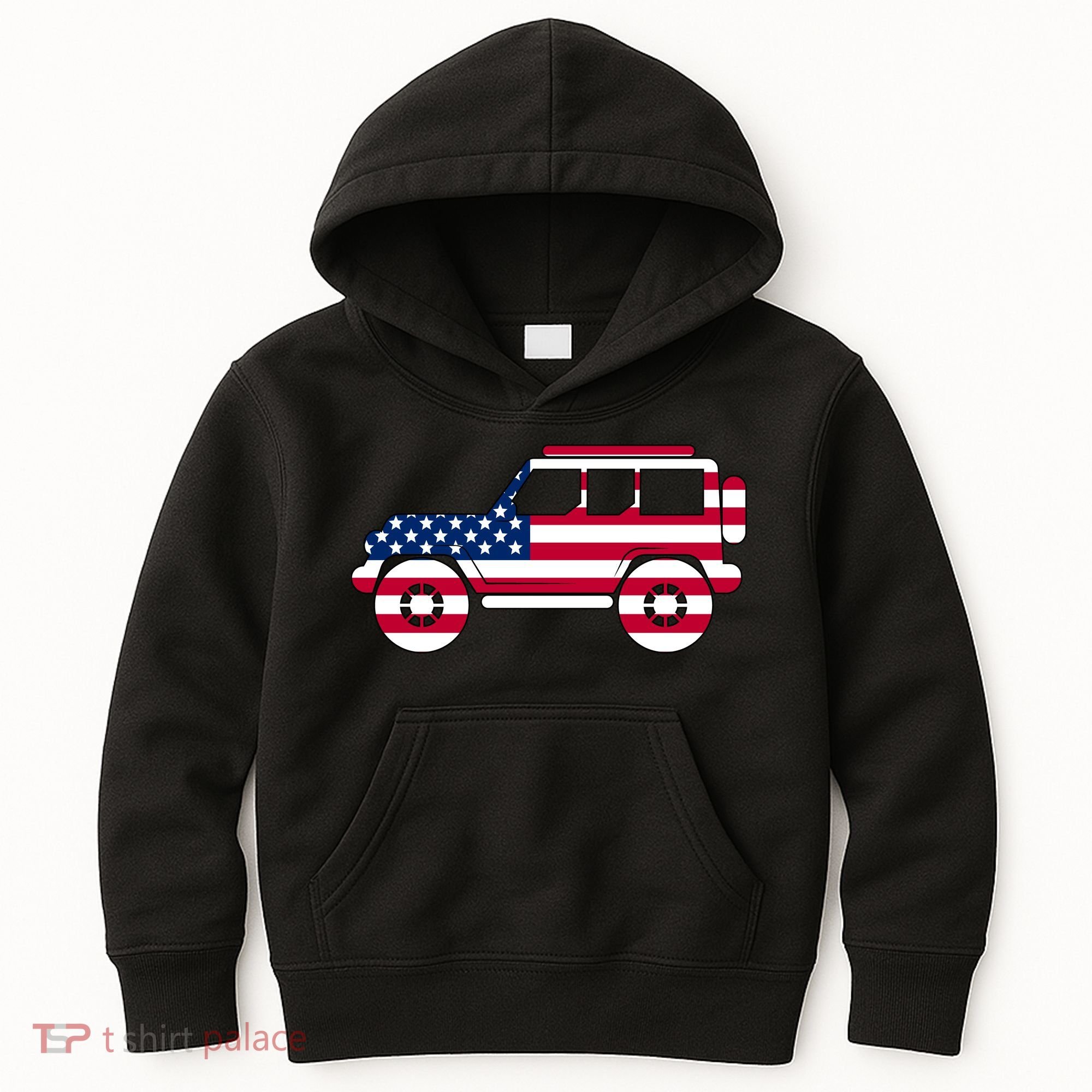 USA Truck American Flag Kids Hoodie