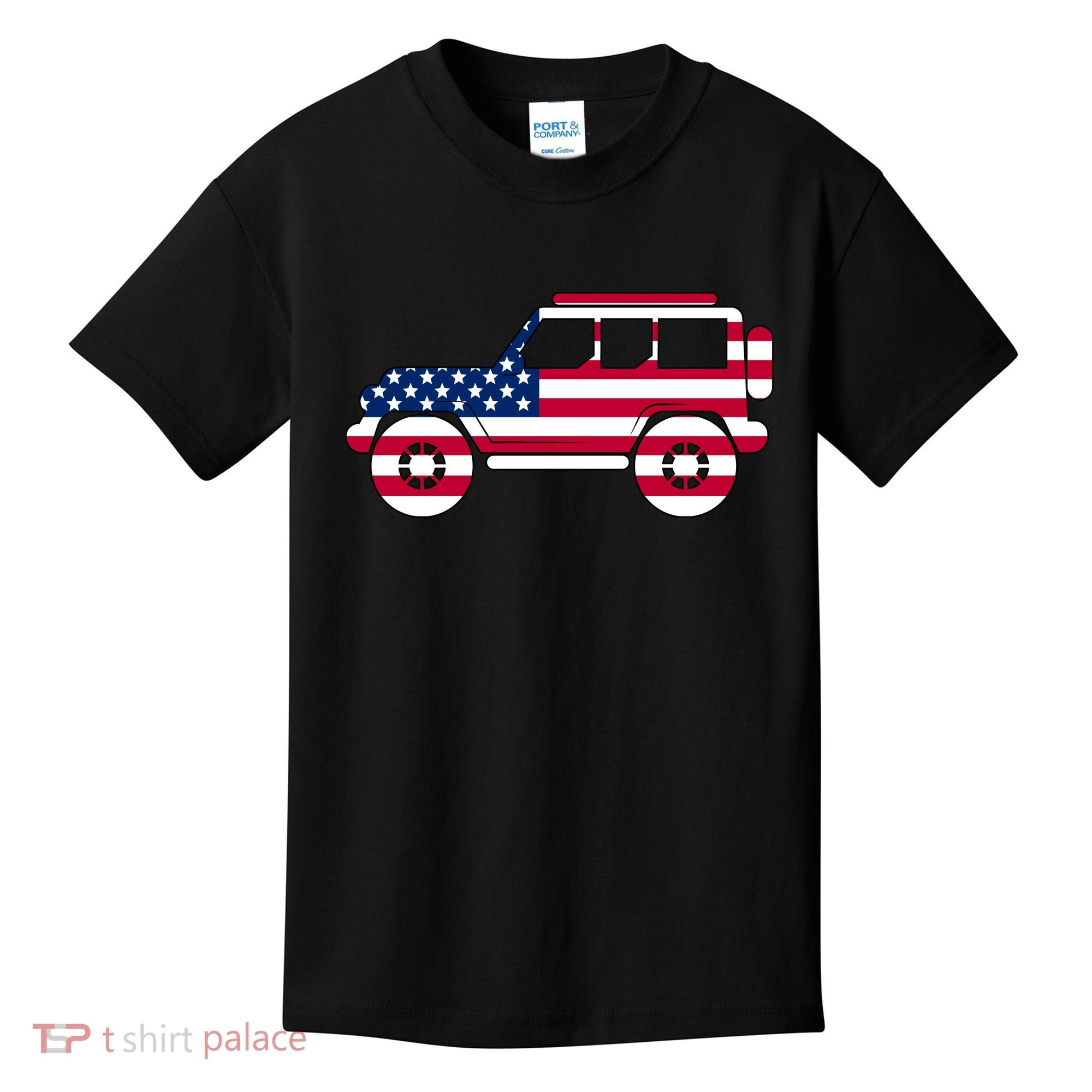 USA Truck American Flag Kids T-Shirt