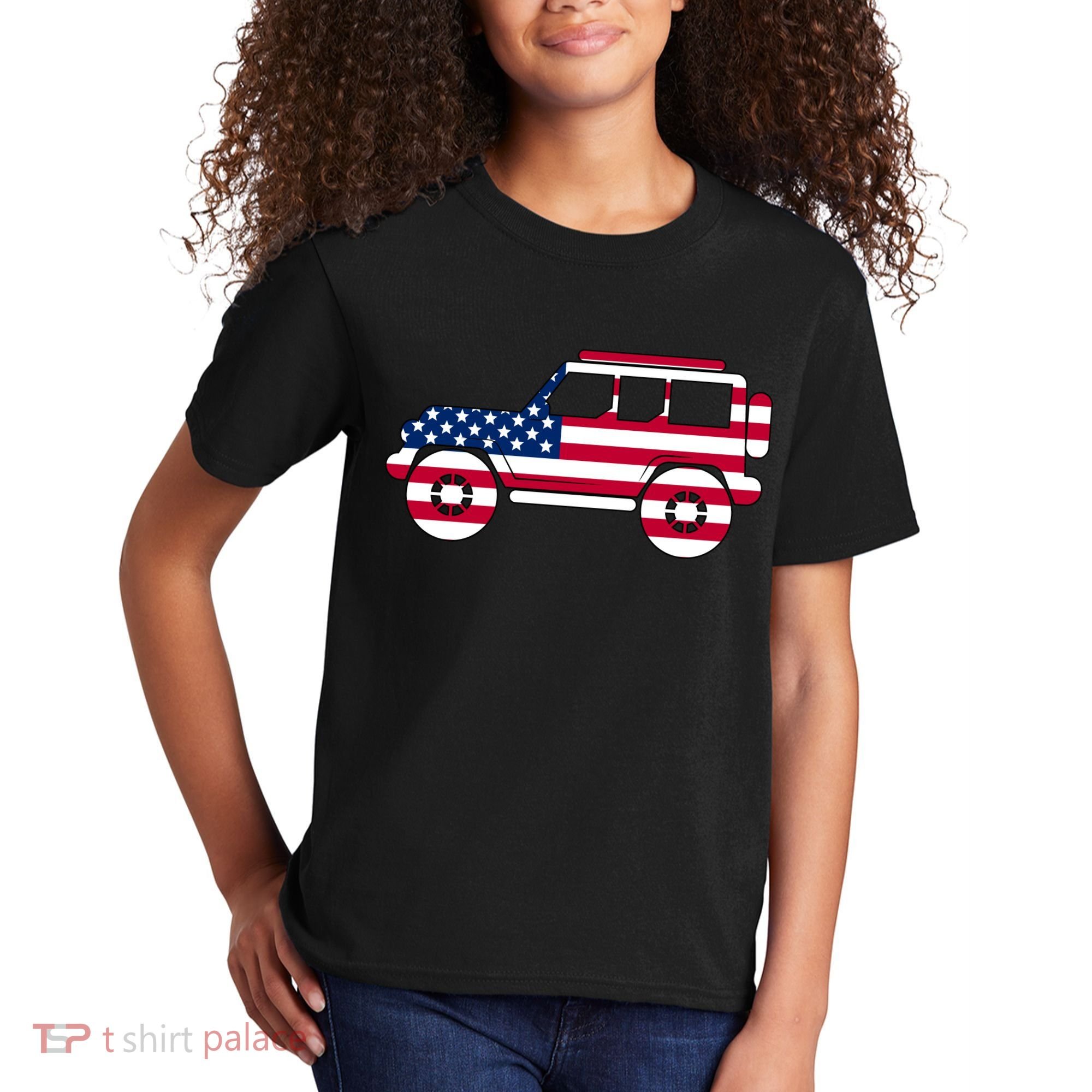 USA Truck American Flag Kids T-Shirt