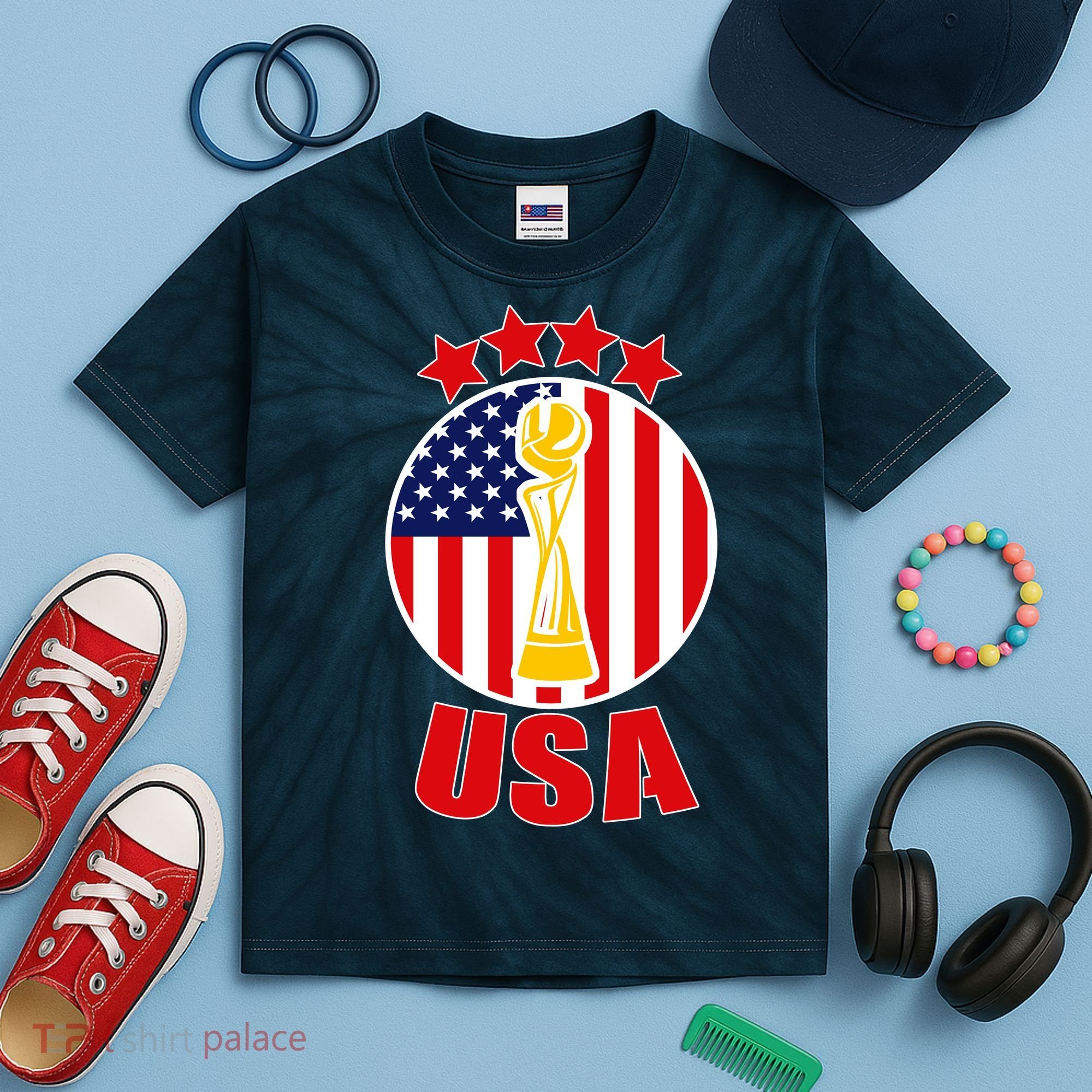 USA Women's Soccer Championship Kids Tie-Dye T-Shirt