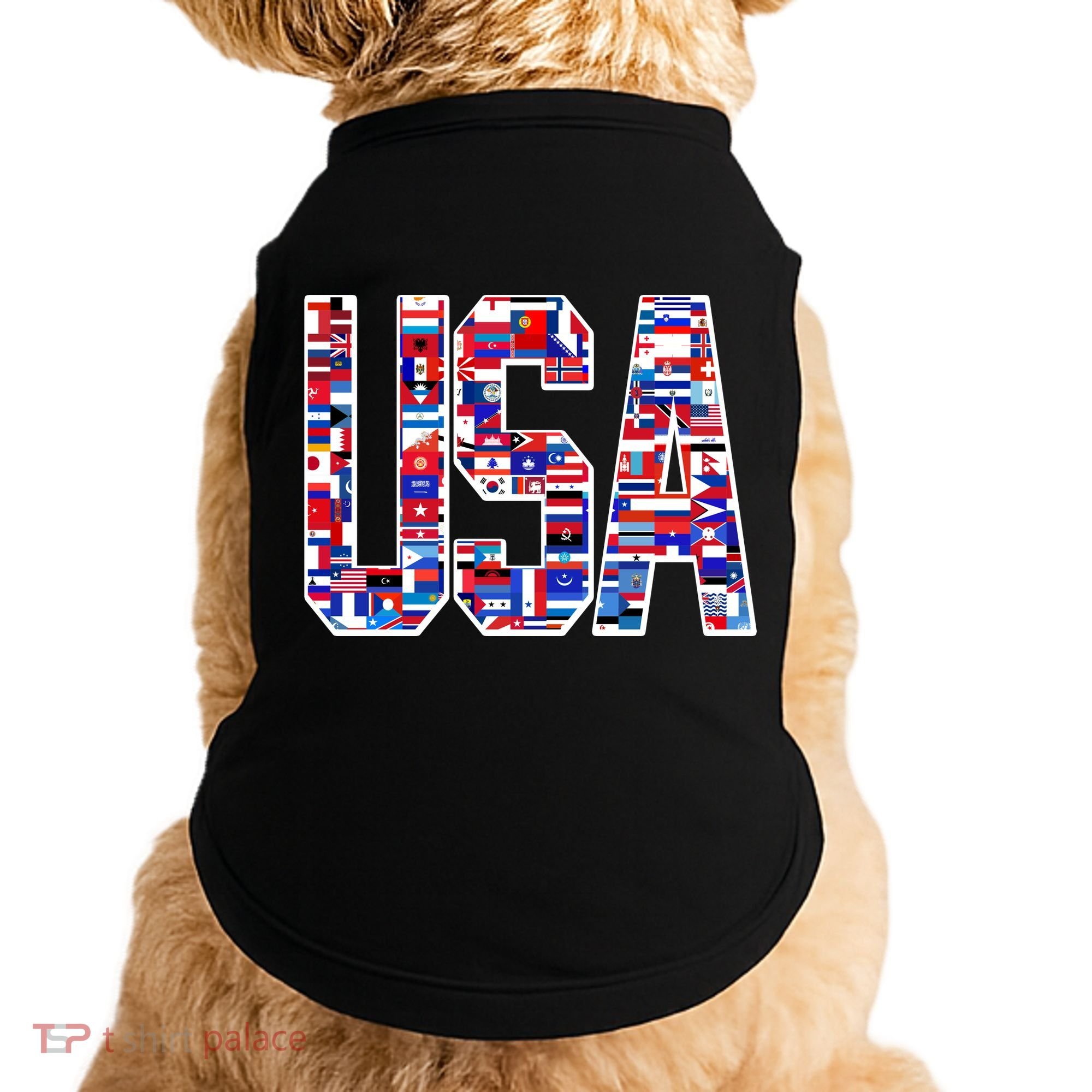 USA World Flags Pattern Doggie Tank