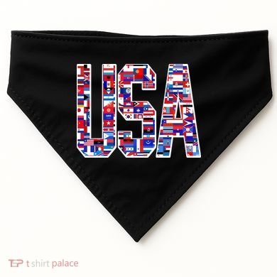 USA World Flags Pattern USA-Made Doggie Bandana