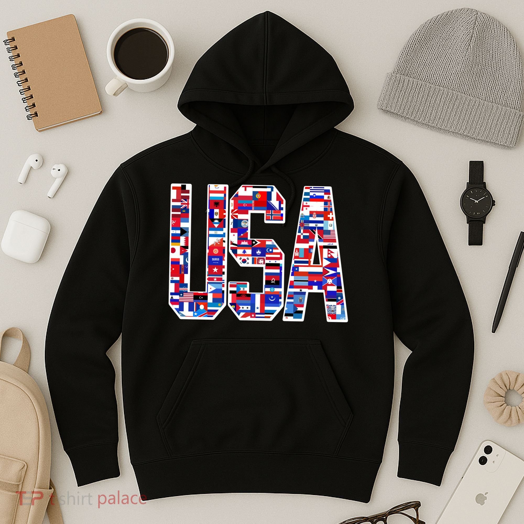 USA World Flags Pattern Hoodie