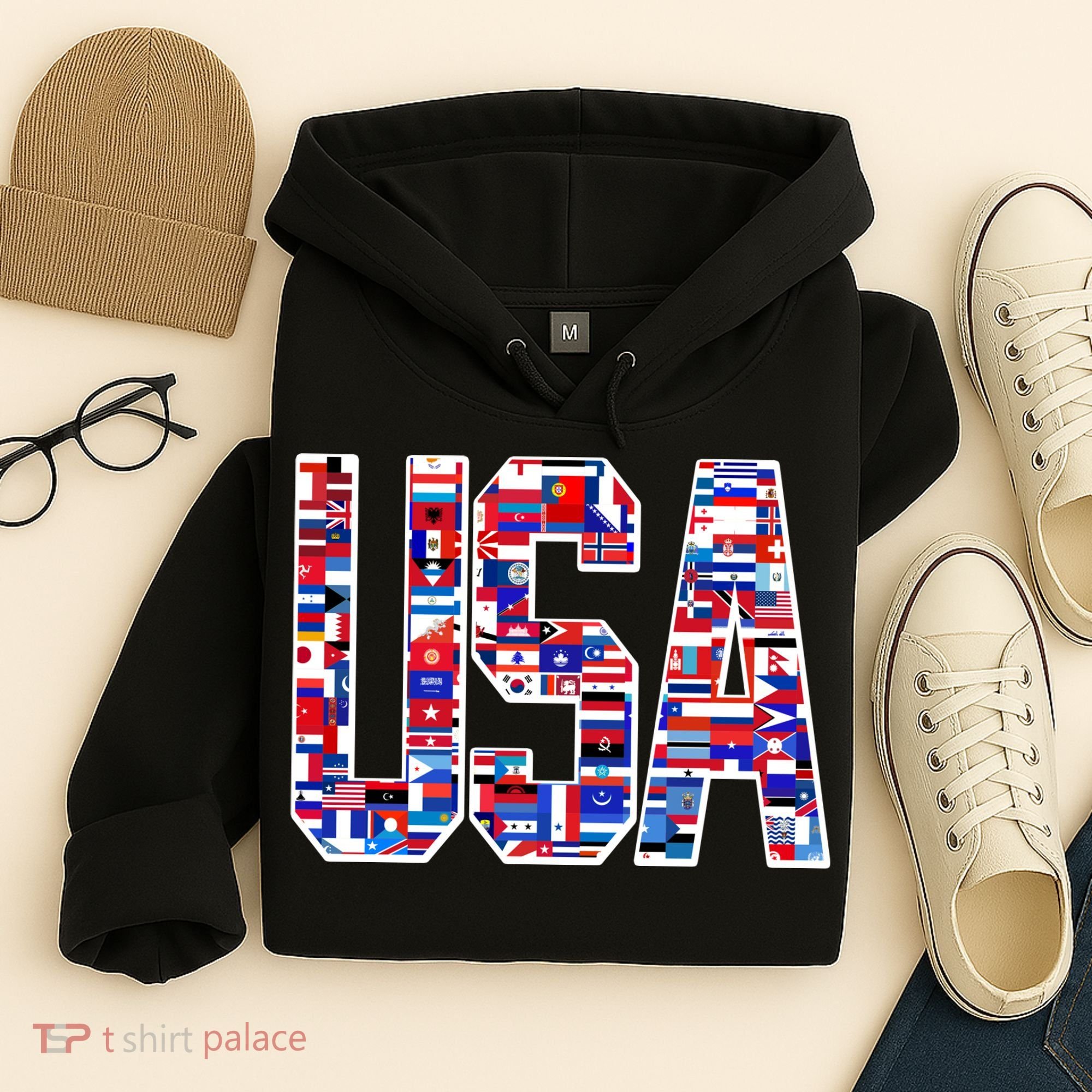 USA World Flags Pattern Hoodie