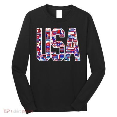 USA World Flags Pattern Long Sleeve Shirt