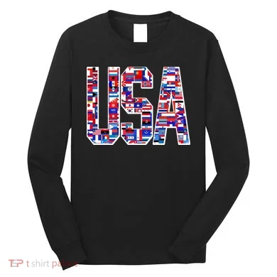 USA World Flags Pattern Long Sleeve Shirt