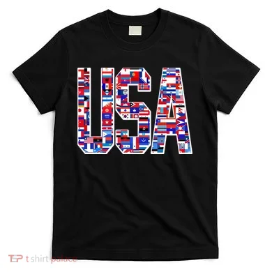 USA World Flags Pattern T-Shirt
