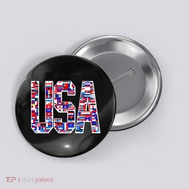 USA World Flags Pattern Button