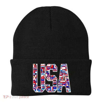 USA World Flags Pattern Beanie
