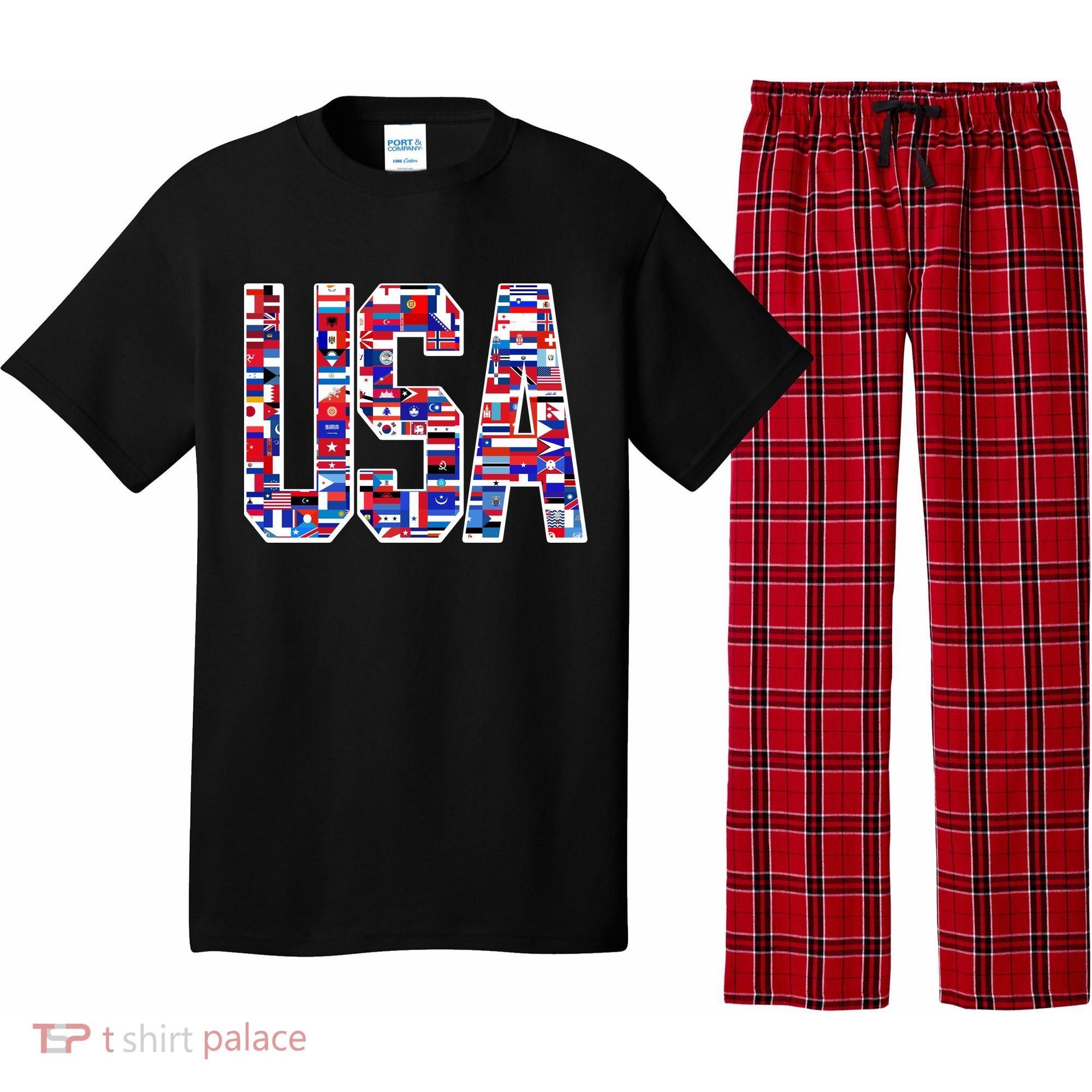 USA World Flags Pattern Pajama Set
