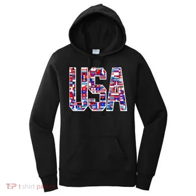USA World Flags Pattern Women's Hoodie