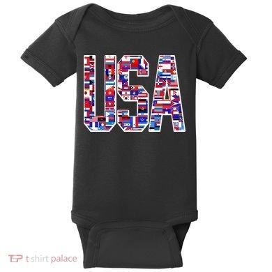USA World Flags Pattern Baby Bodysuit