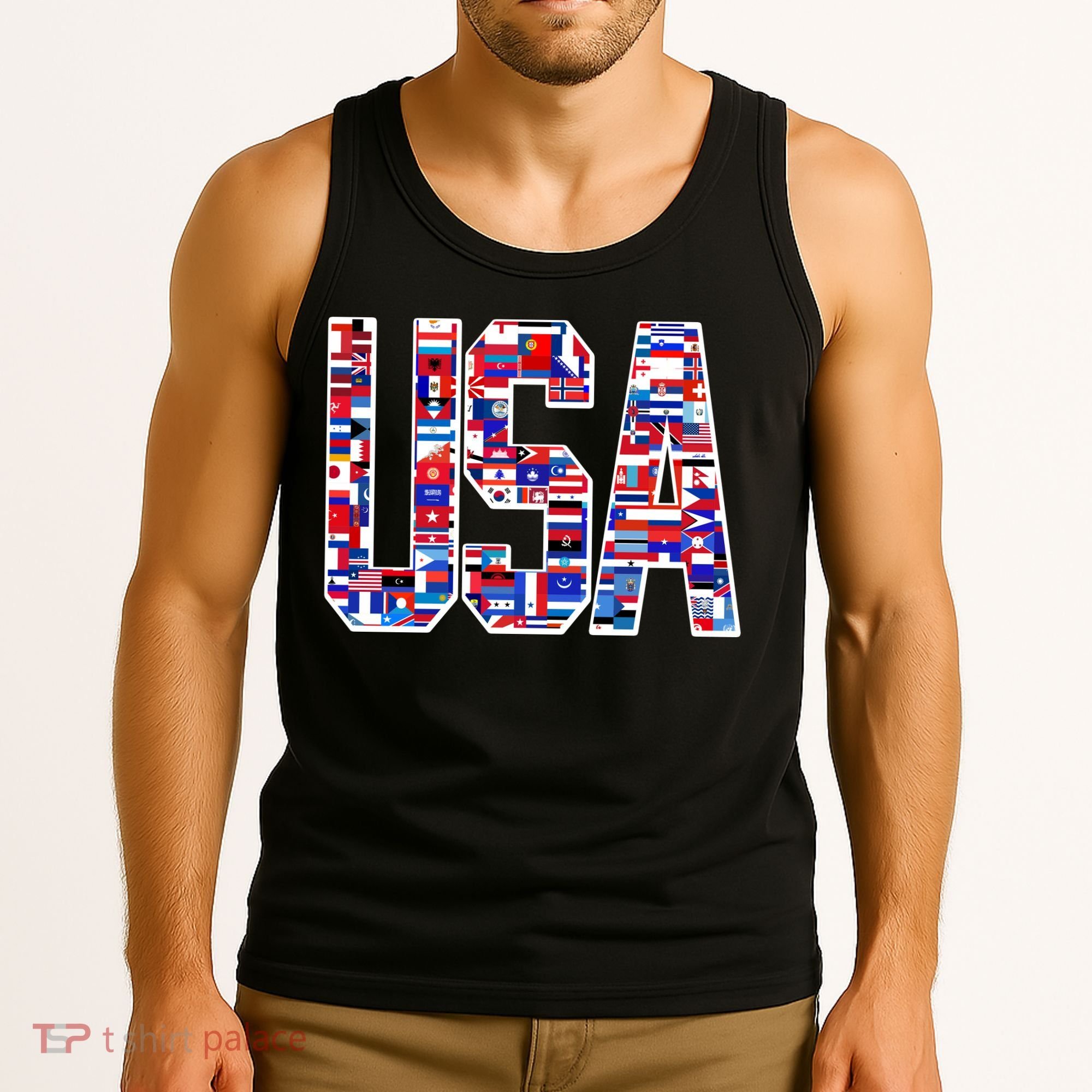 USA World Flags Pattern Tank Top