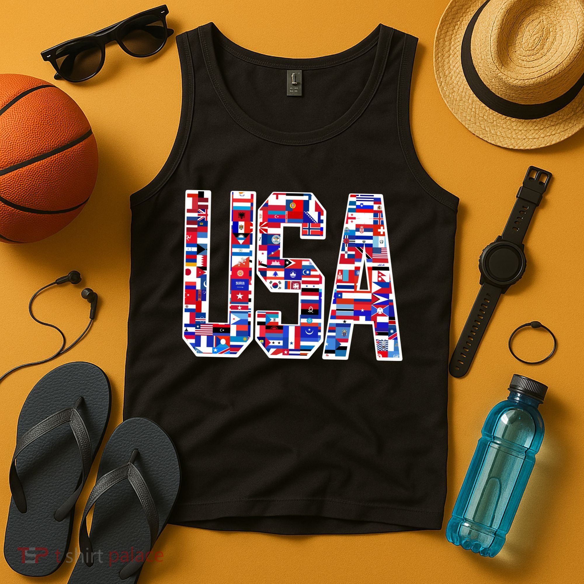 USA World Flags Pattern Tank Top