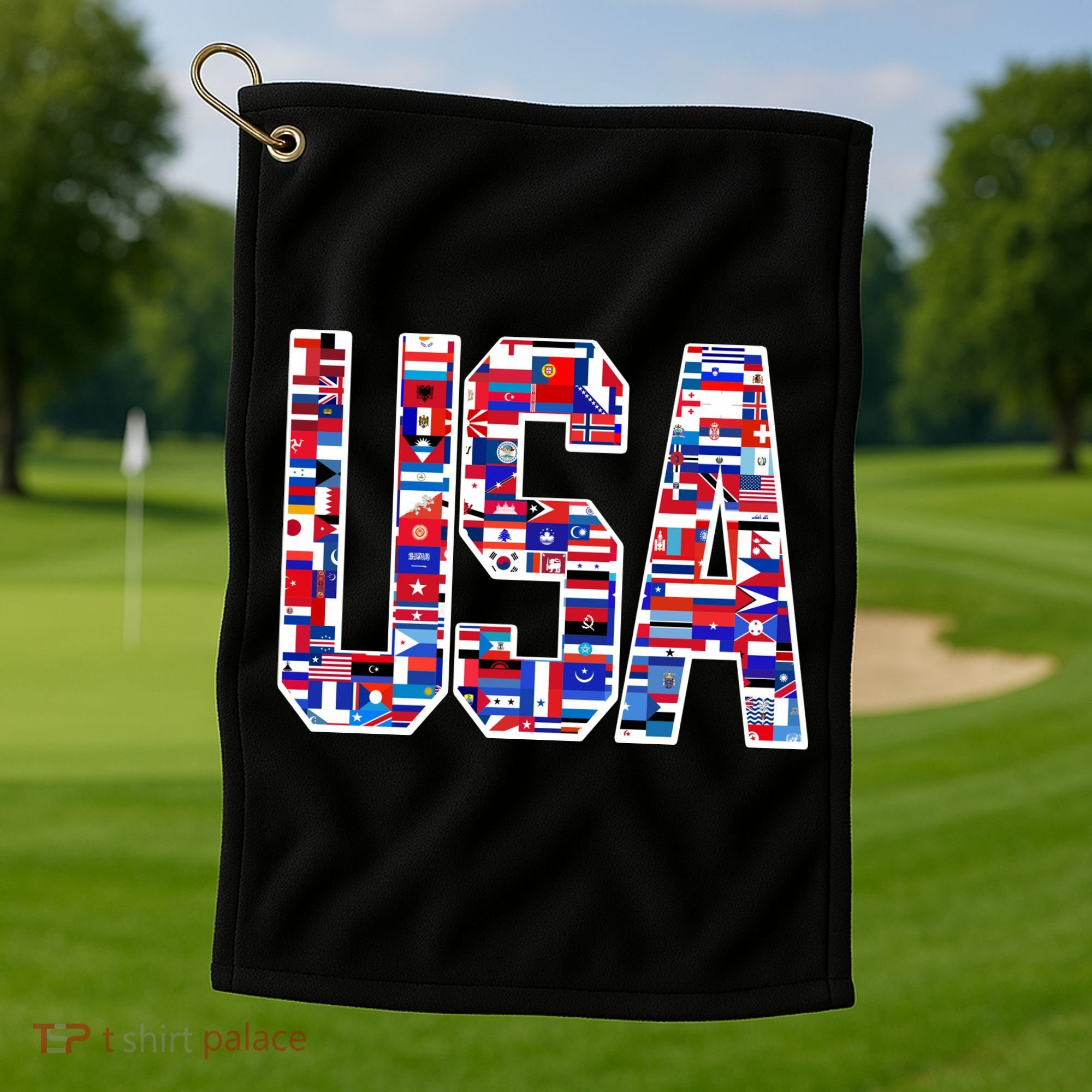 USA World Flags Pattern Golf Towel