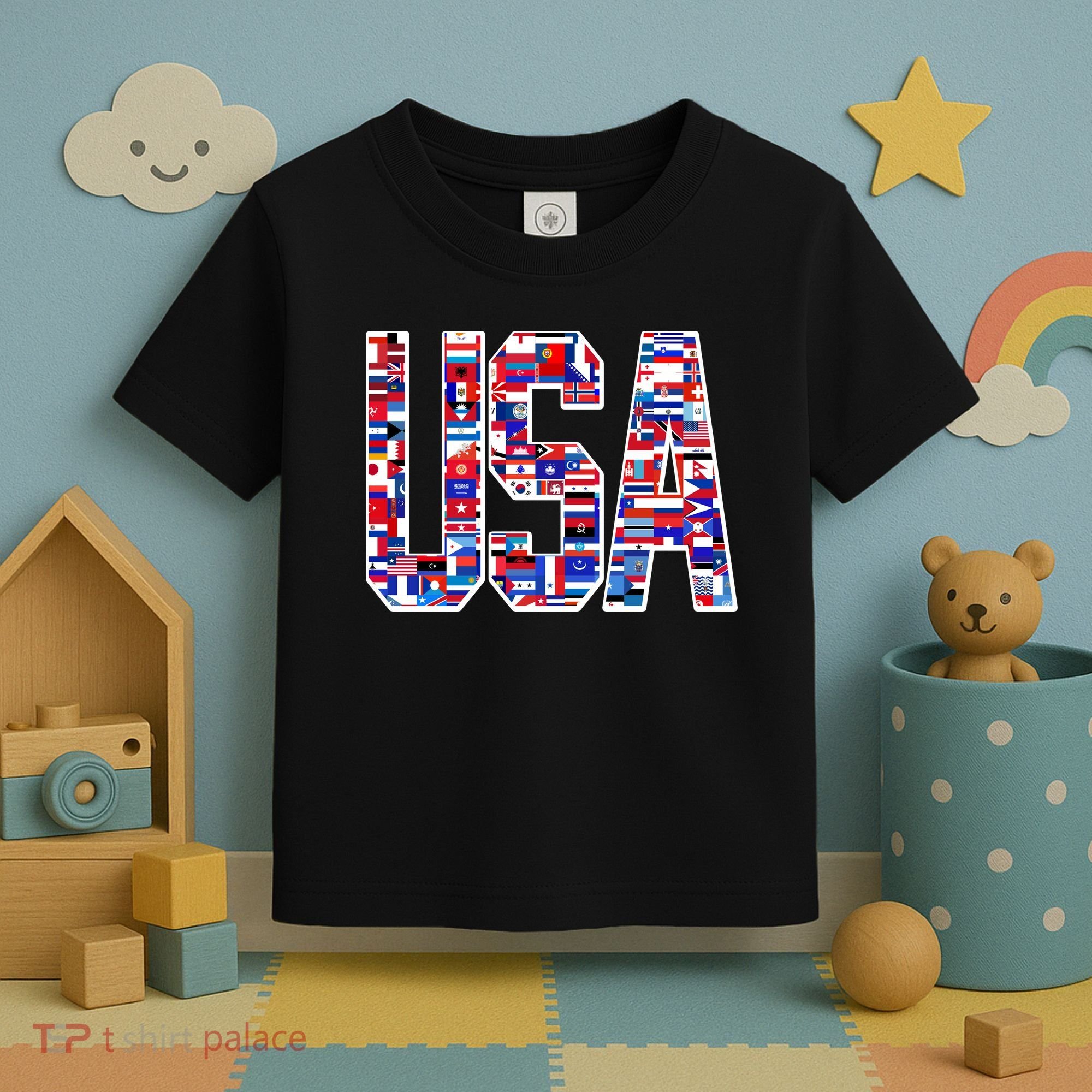 USA World Flags Pattern Toddler T-Shirt