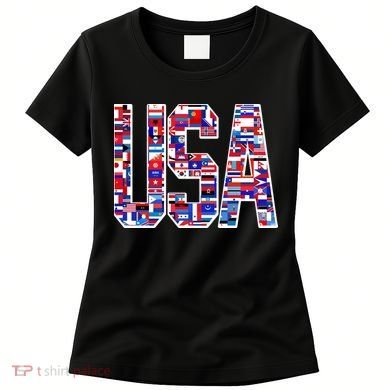 USA World Flags Pattern Women's T-Shirt