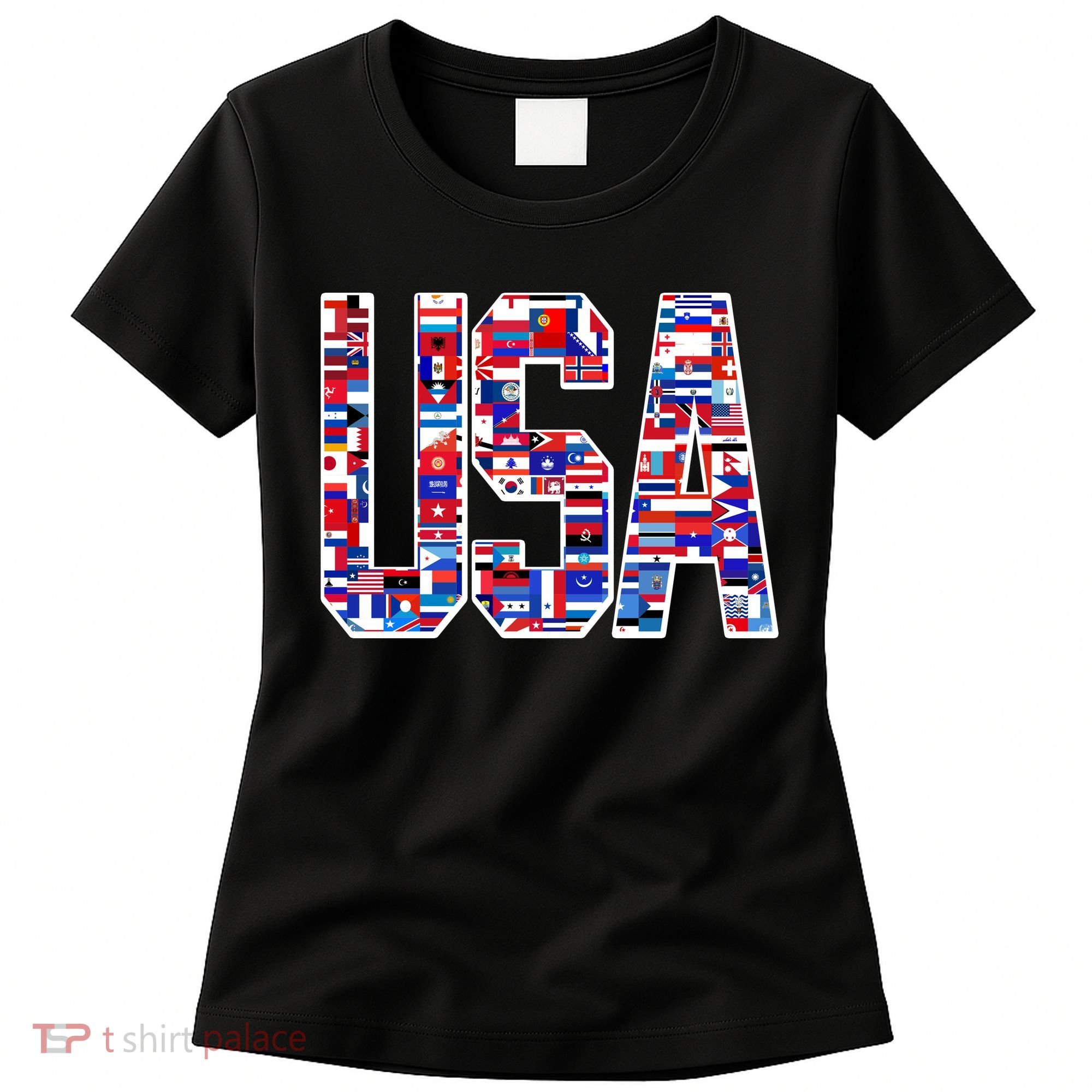 USA World Flags Pattern Women's T-Shirt