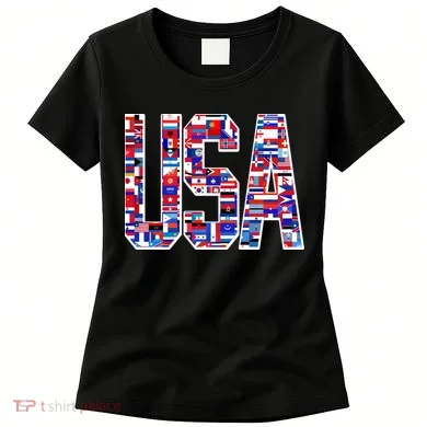 USA World Flags Pattern Women's T-Shirt
