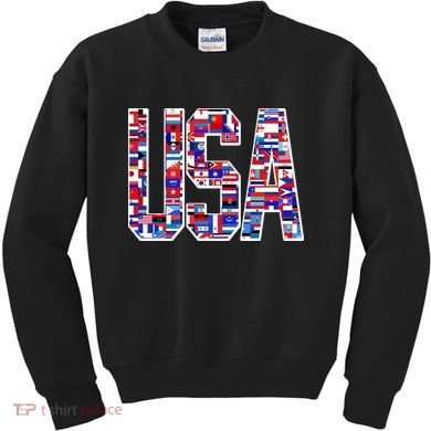 USA World Flags Pattern Kids Sweatshirt