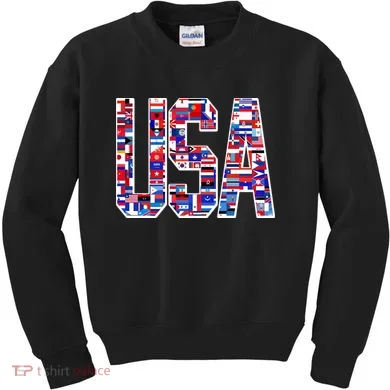 USA World Flags Pattern Kids Sweatshirt