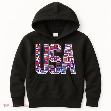 USA World Flags Pattern Kids Hoodie