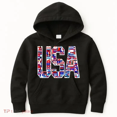 USA World Flags Pattern Kids Hoodie