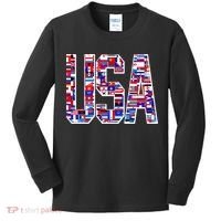 USA World Flags Pattern Kids Long Sleeve Shirt thumb 0
