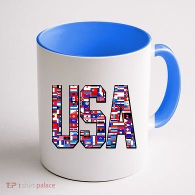 USA World Flags Pattern Coffee Mug back