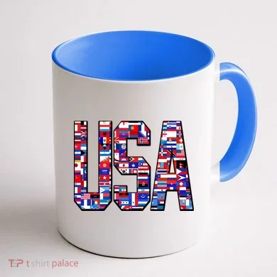 USA World Flags Pattern Coffee Mug back