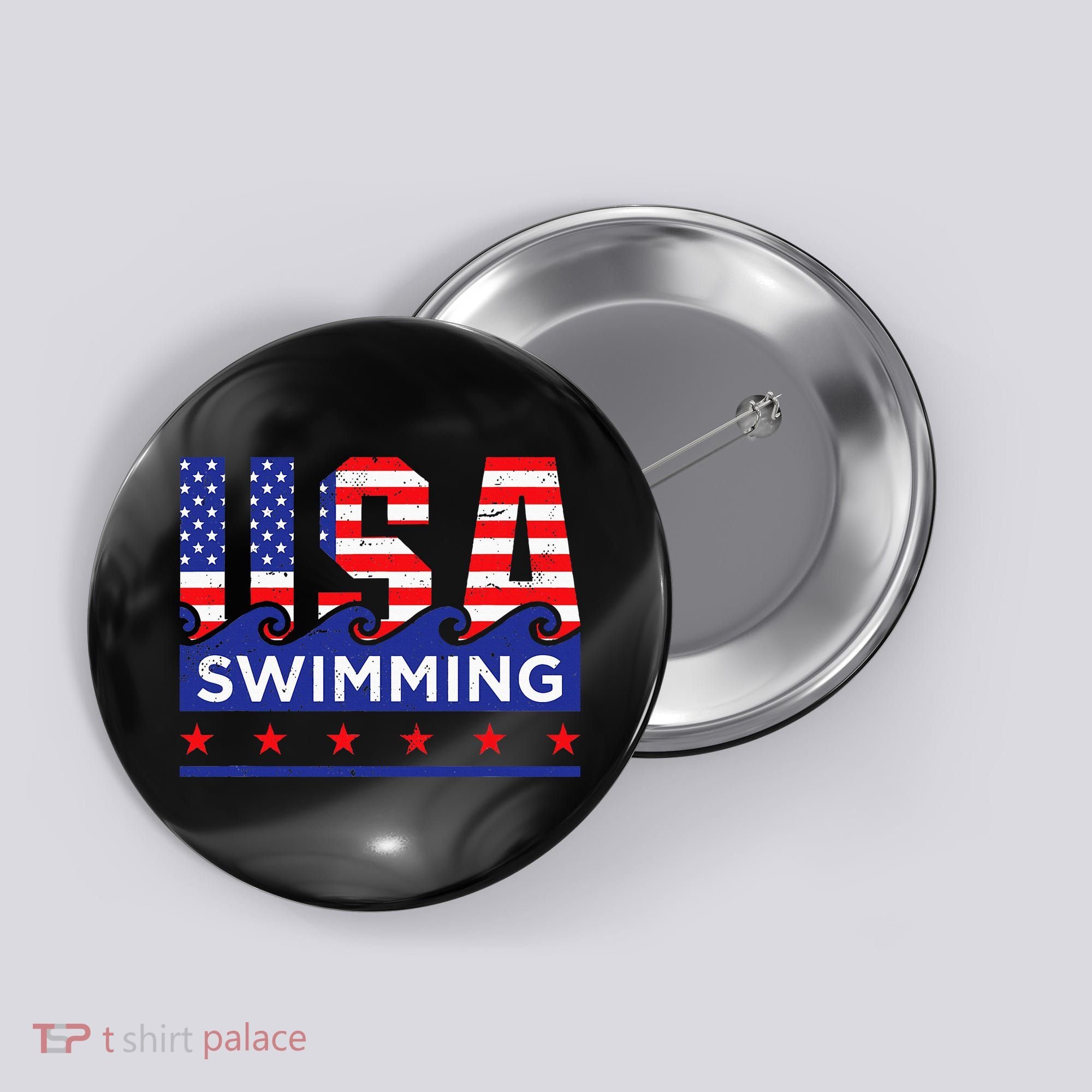 Usa Swimming Artwork For A Swimmer Button