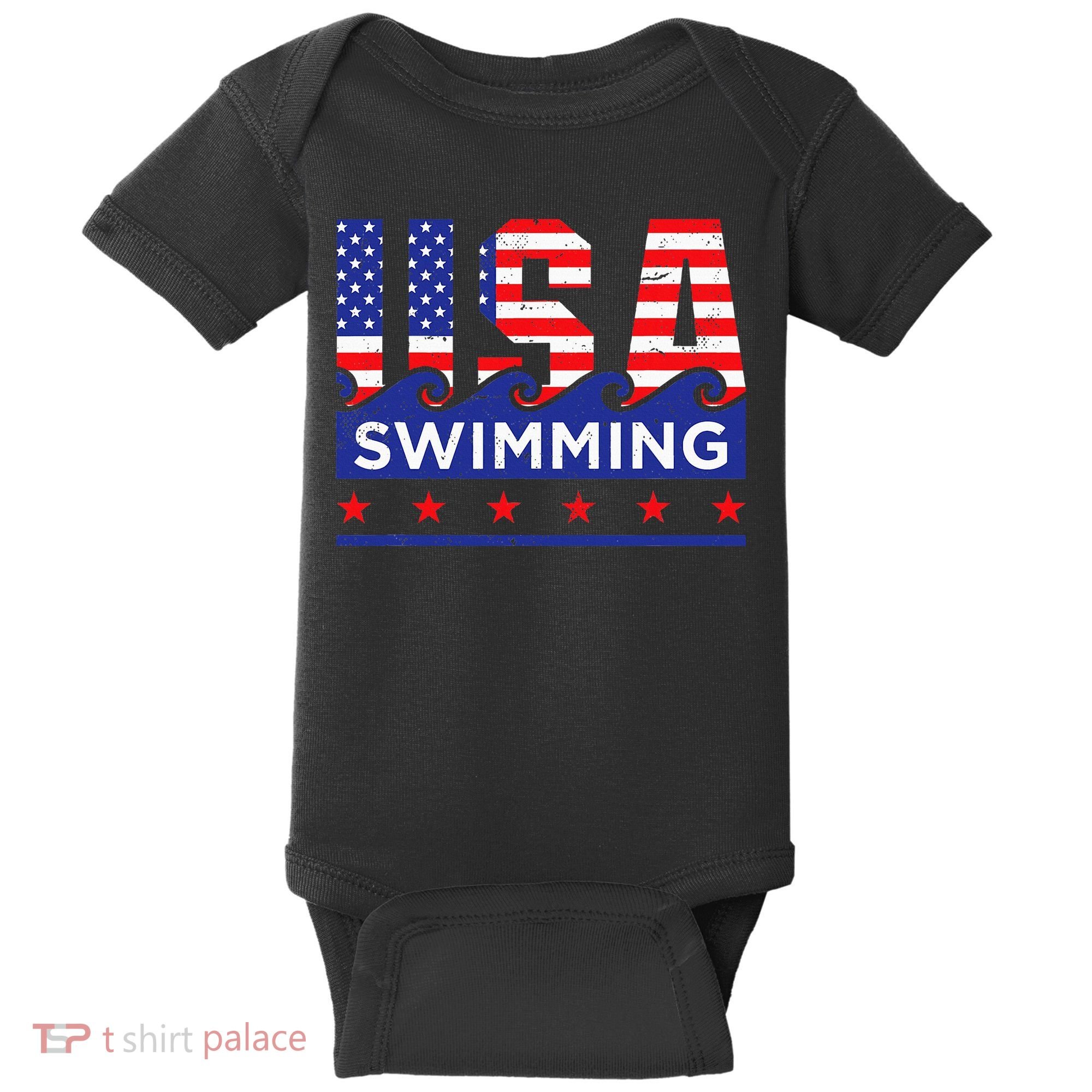 Usa Swimming Artwork For A Swimmer Baby Bodysuit