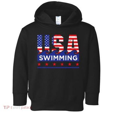 Usa Swimming Artwork For A Swimmer Toddler Hoodie
