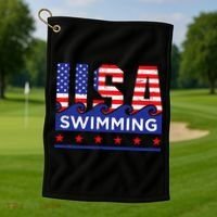 Usa Swimming Artwork For A Swimmer Golf Towel thumb 1
