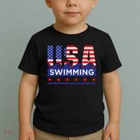 Usa Swimming Artwork For A Swimmer Toddler T-Shirt thumb 2