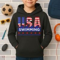 Usa Swimming Artwork For A Swimmer Kids Hoodie thumb 2