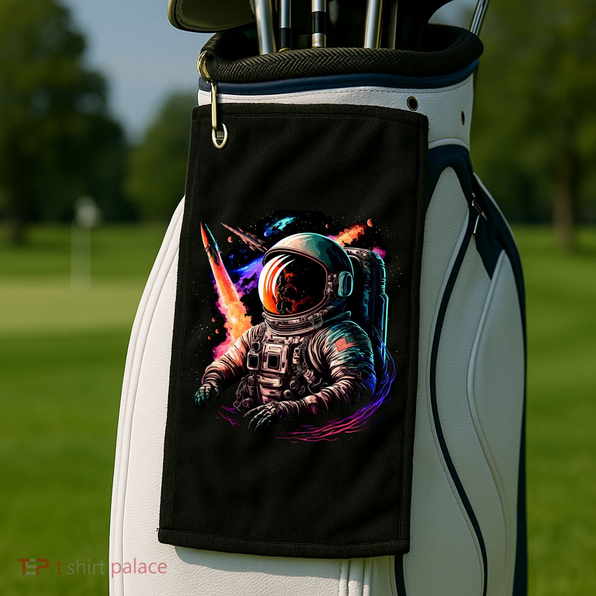 United States Astronaut With Rockets Golf Towel