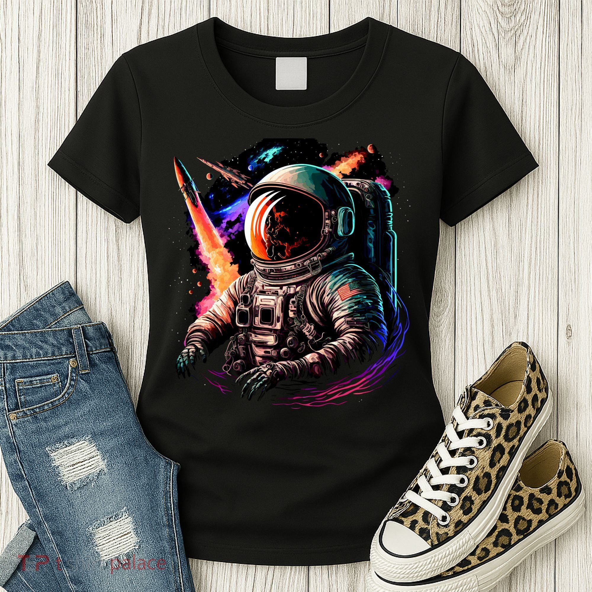 United States Astronaut With Rockets Women's T-Shirt