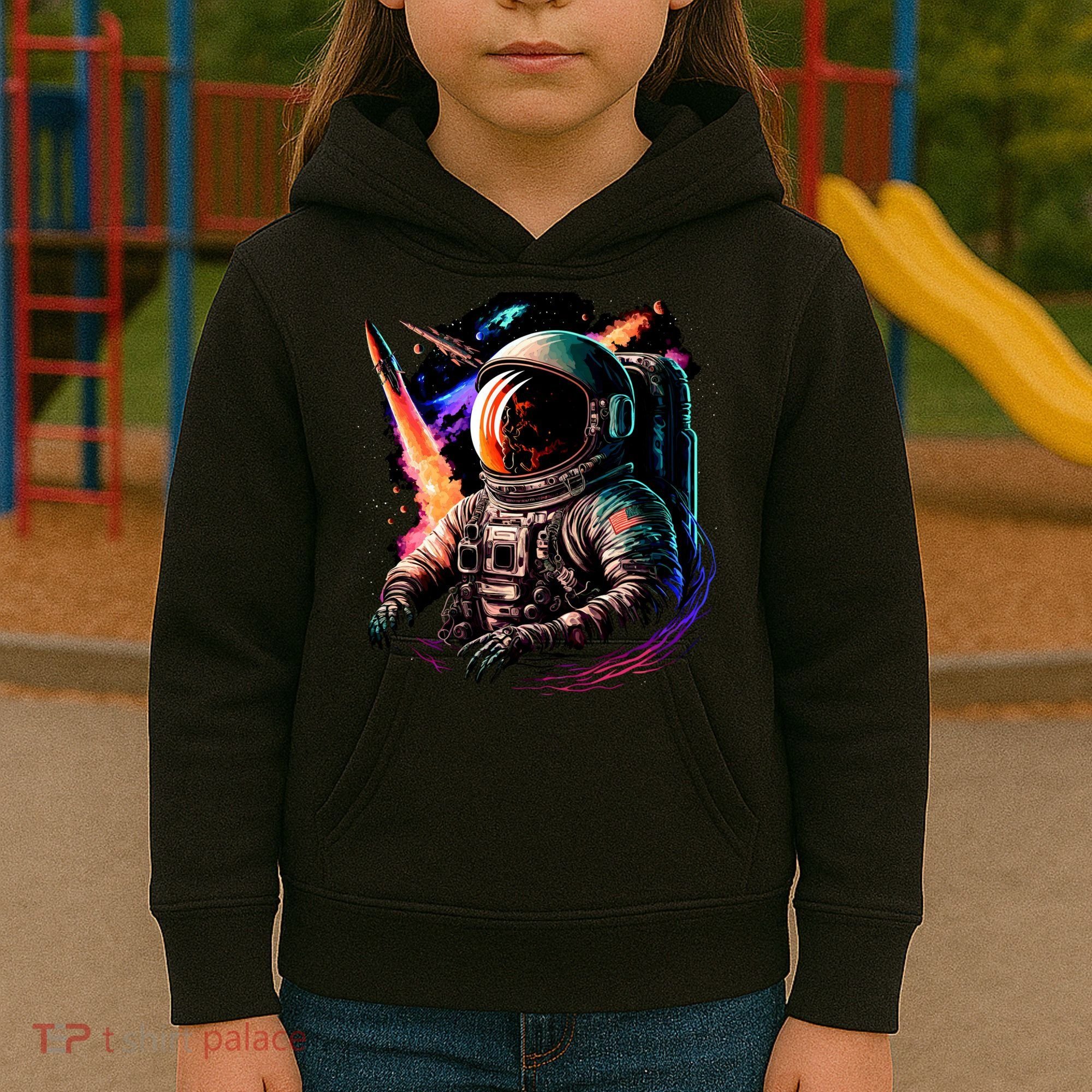 United States Astronaut With Rockets Kids Hoodie