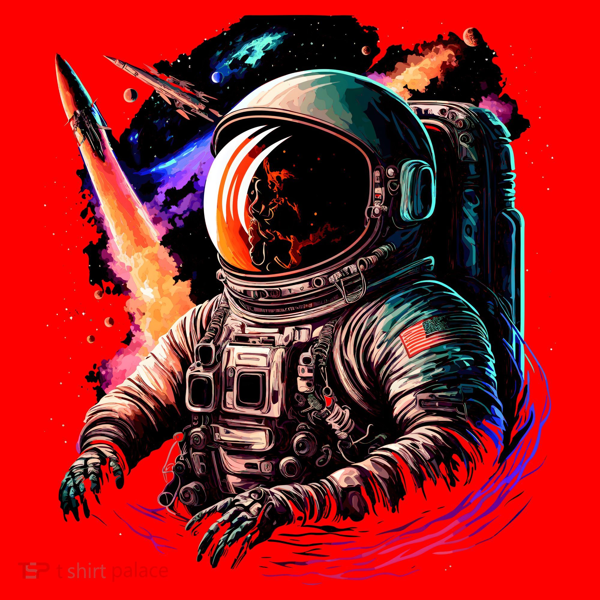 United States Astronaut With Rockets Santa Hat