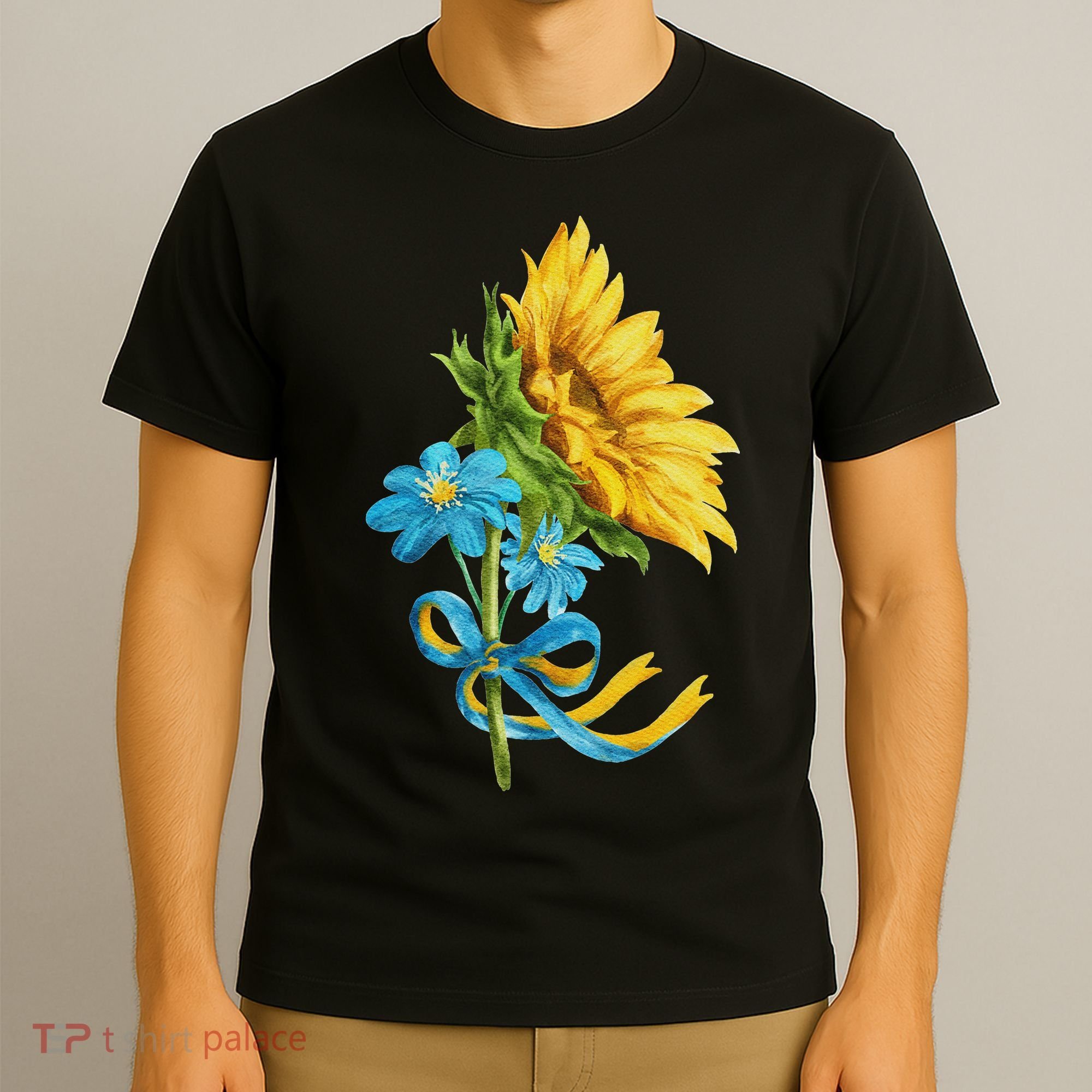 Ukraine Sunflowers And Wildflowers In Ukrainian Flag Colors T-Shirt