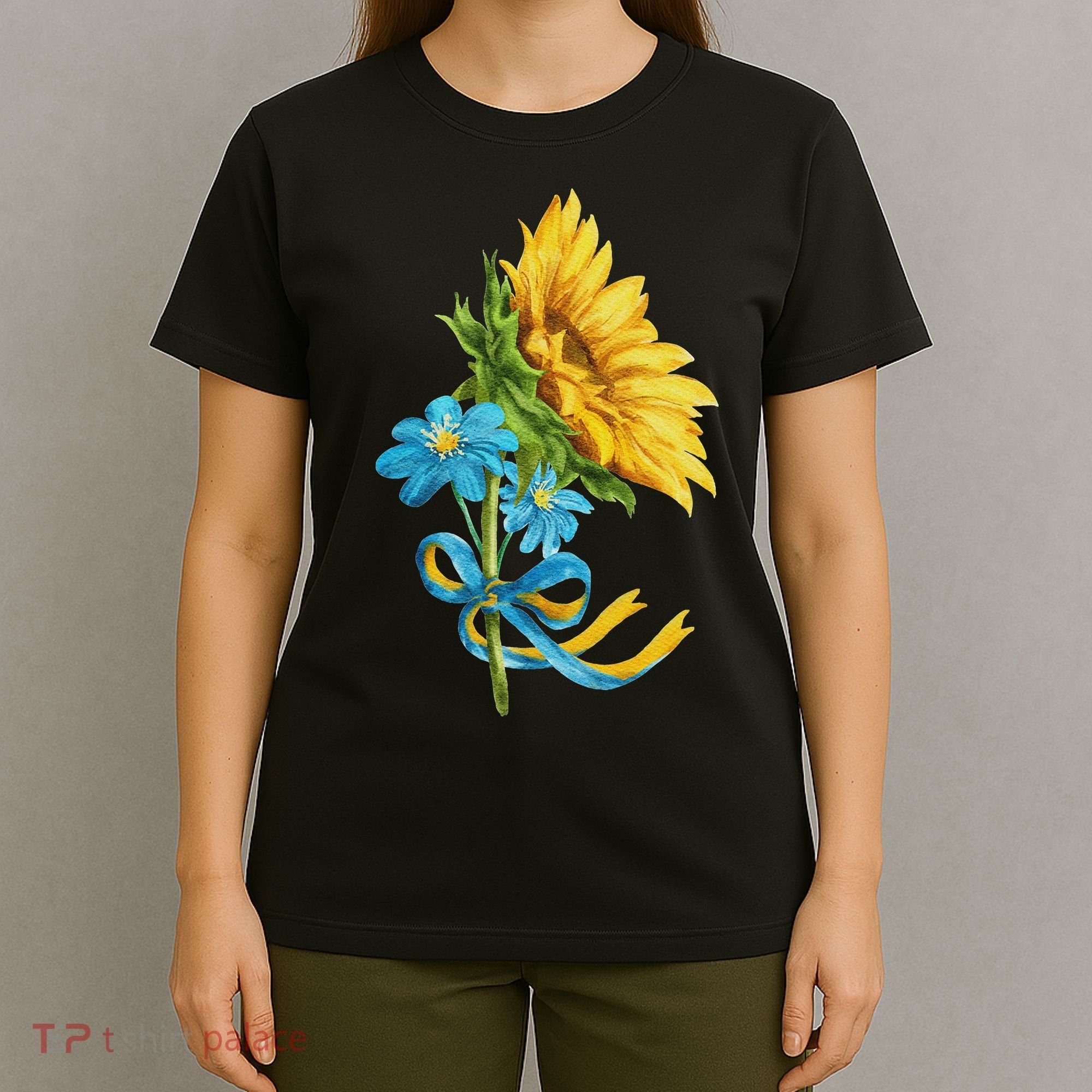 Ukraine Sunflowers And Wildflowers In Ukrainian Flag Colors T-Shirt