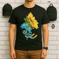 Ukraine Sunflowers And Wildflowers In Ukrainian Flag Colors T-Shirt thumb 6