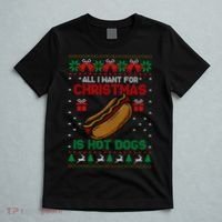 Ugly Sweater All I Want For Christmas Is Hot Dogs Holiday Sweatshirt T-Shirt thumb 5