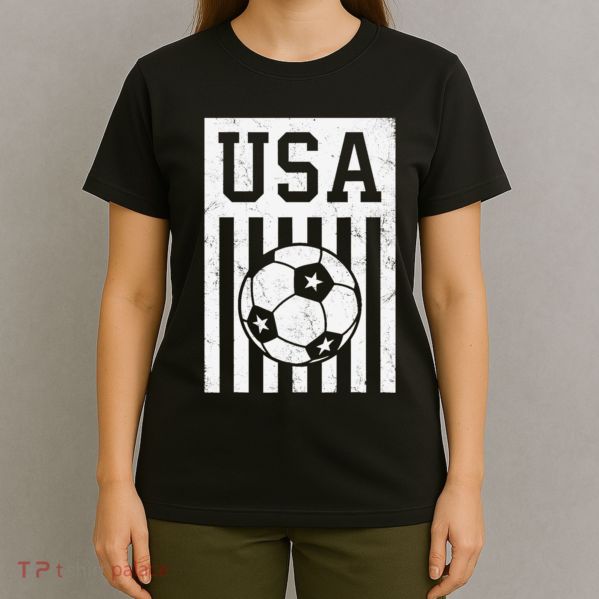 USA Soccer American Flag Soccer Fan T-Shirt
