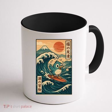 Ukiyo-e Surf Bird Retro Japanese Wave Rider Retro Vintage Coffee Mug back